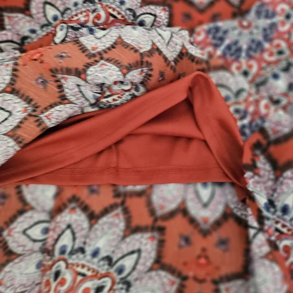 CC Orange Crochet Mandala Medallion Print Boho Festival Sleeveless Maxi Dress XL - Picture 9 of 10